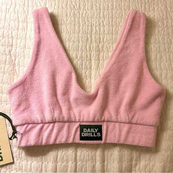 NWT💕 Daily Drills Terry Cloth V-Neck Bralette Baby Small - Picture 1 of 2